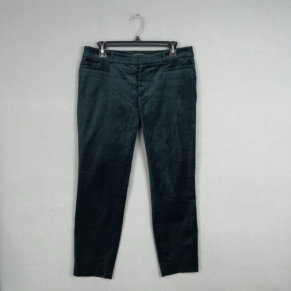 Banana Republic Pants Womens 6 Green Sloan Velvet Slim Stretch Trouser Holiday